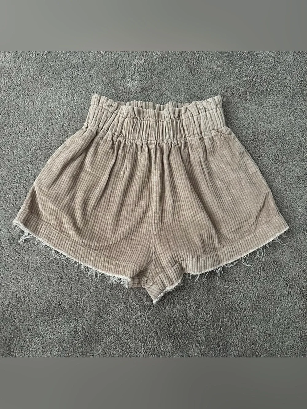 Beige Corduroy Women's Shorts - Picture 1 of 3